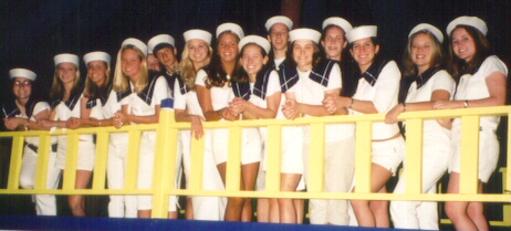 Ah-hoy mates! The servers pose on the boat